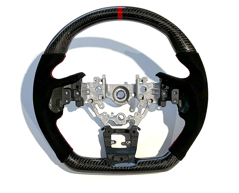 2022-2026 Subaru WRX (VB) Carbon Fiber Steering Wheel - Alcantara w/ Red Stitch Stripe