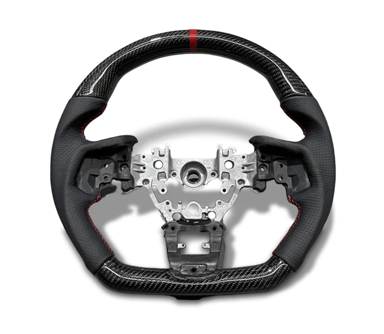 2022-2026 Subaru WRX (VB) Carbon Fiber Steering Wheel - Leather w/ Red Stitch Stripe