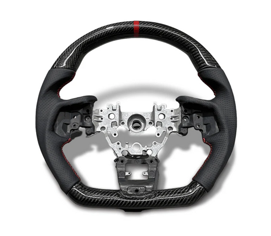 2022-2026 Subaru WRX (VB) Carbon Fiber Steering Wheel - Leather w/ Red Stitch Stripe